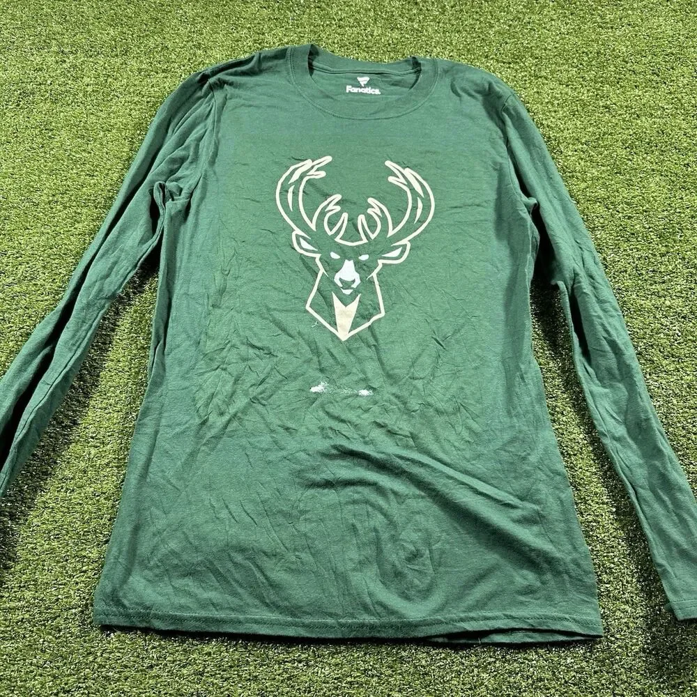 Fanatics Milwaukee Bucks Mens S Basketball Shirt Long Sleeve NWOT